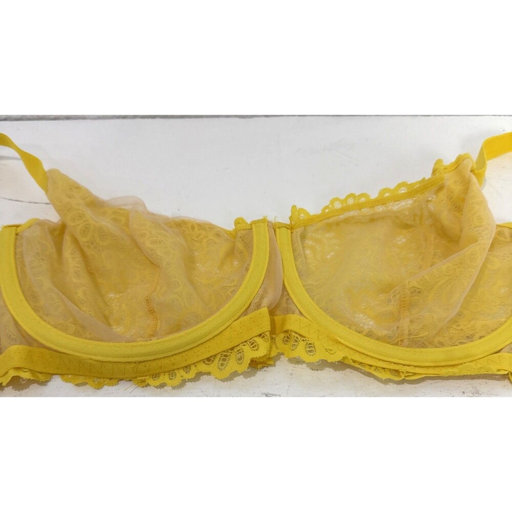 We Are We Wear Every Night Curve Underwire Lace Push Up Bra Bright Yellow Sz 40E - Picture 4 of 7